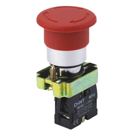 Pulsador emergencia tipo hongo Ø40mm, destrabe por giro 1NC