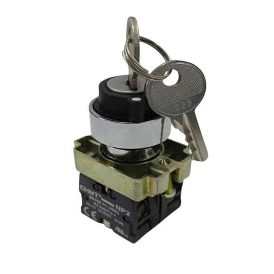 Selector con llave metálico, 2 pos.fijas (0-1), 1NA más 1NC